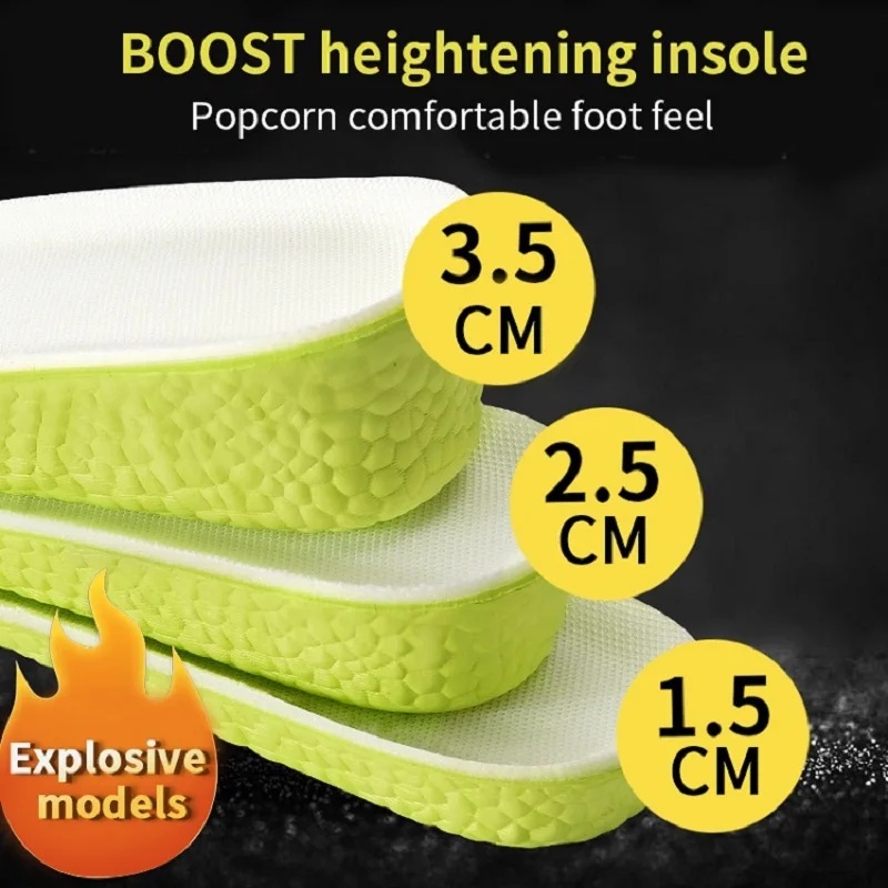Insole Memory Foam - 1 Çift Görünmez Artış Astarı Yeşil
